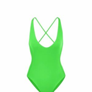 Left on Friday Weekender Suit Neon Green One-Piece Swimsuit Large Tall NWOT